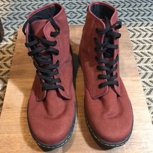 Dr. Martens Shoreditch Red Canvas Boots size 9